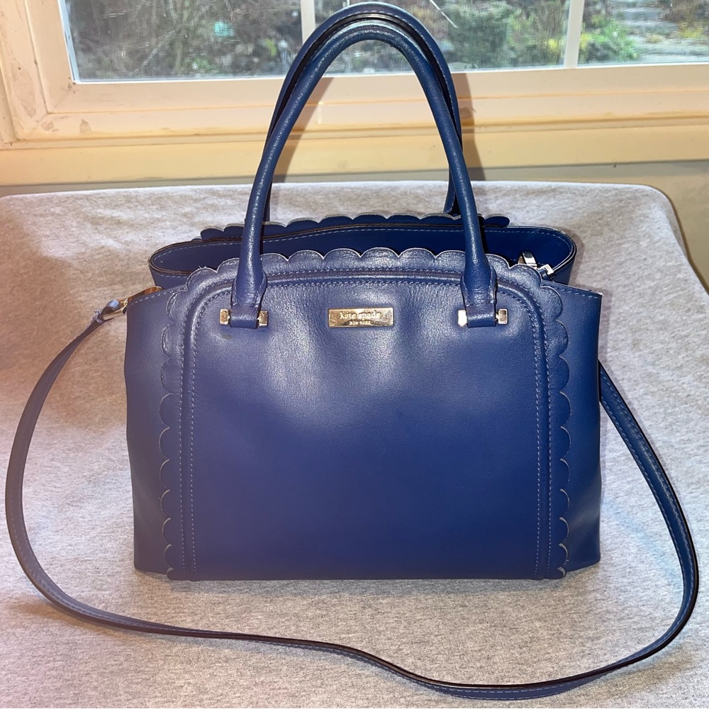 Kate Spade New York Maple Court Scalloped Edge Shoulder Bag Purse- Blue